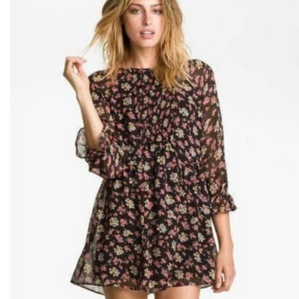 Free People Floral Doll Pants Babydoll Dress Size 4